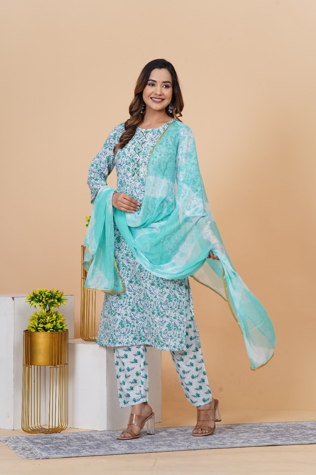 Fine quality Cotton Suit Set with Dupatta-(VJ-011)