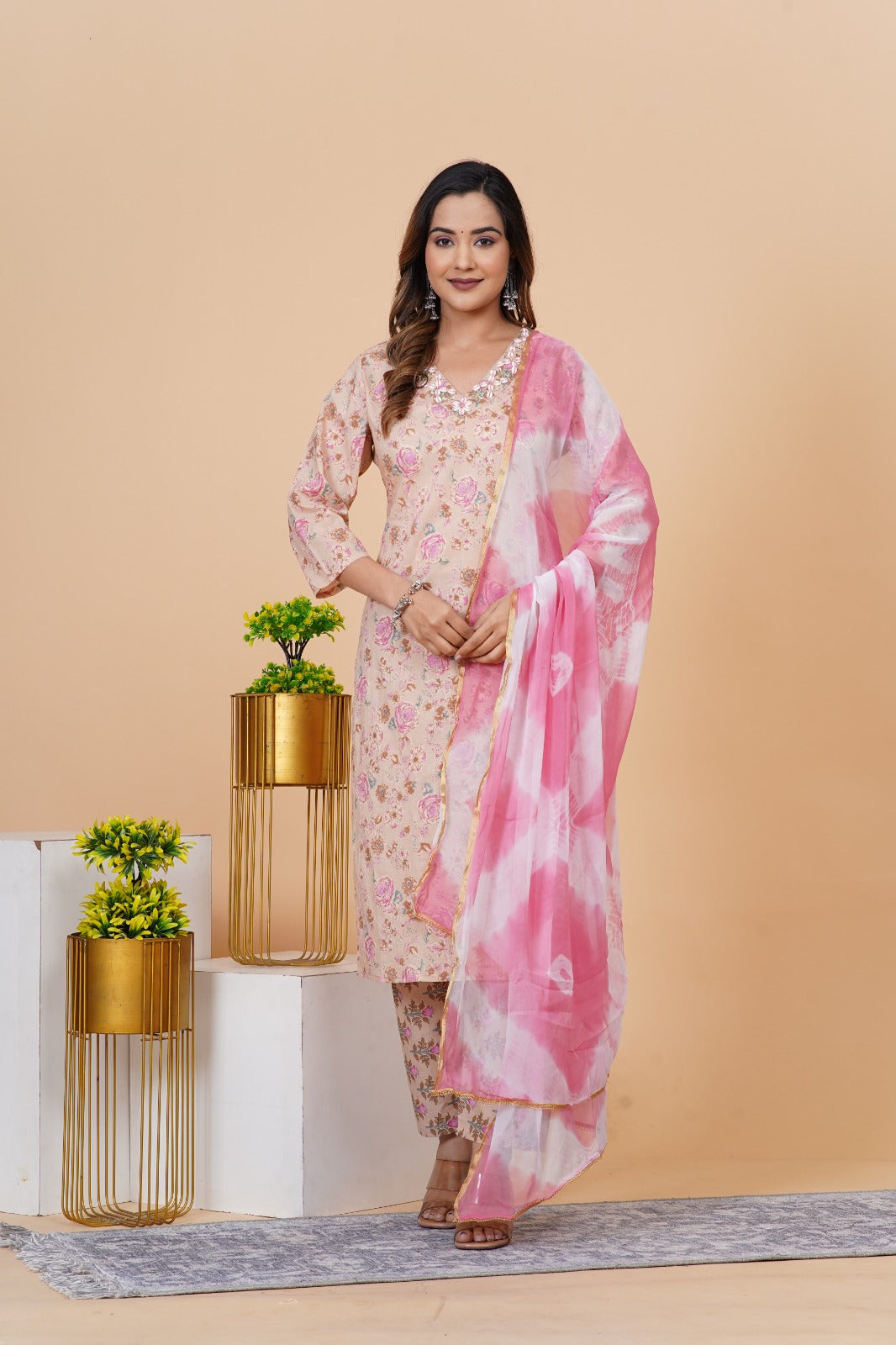 Fine quality Cotton Suit Set with Dupatta-(VJ-013)