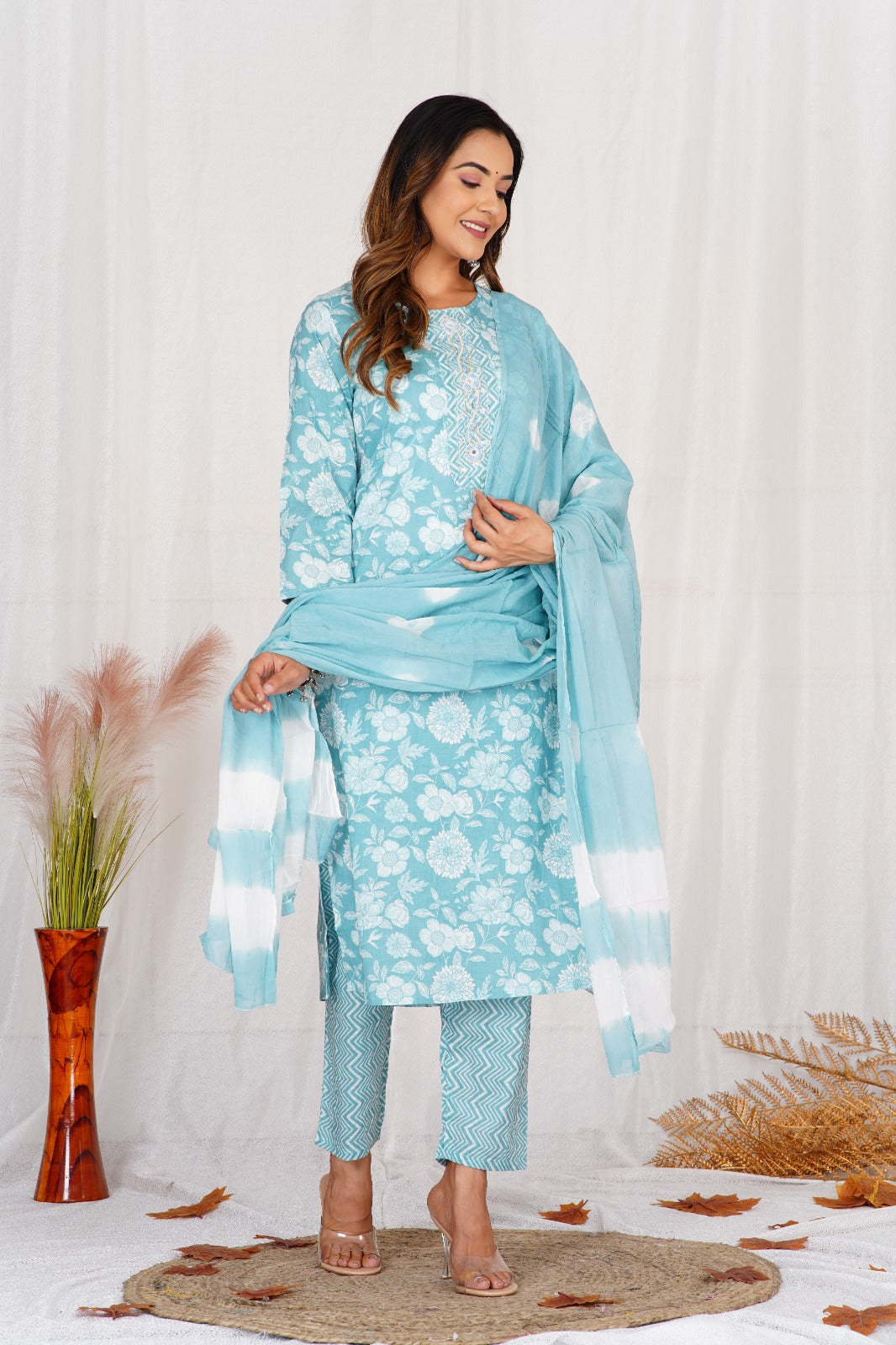 Fine quality Cotton Suit Set with Dupatta-(VJ-031)